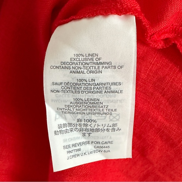 J. Crew Embroidered Red 100% Linen Top Size 2 Tall - Picture 4 of 6